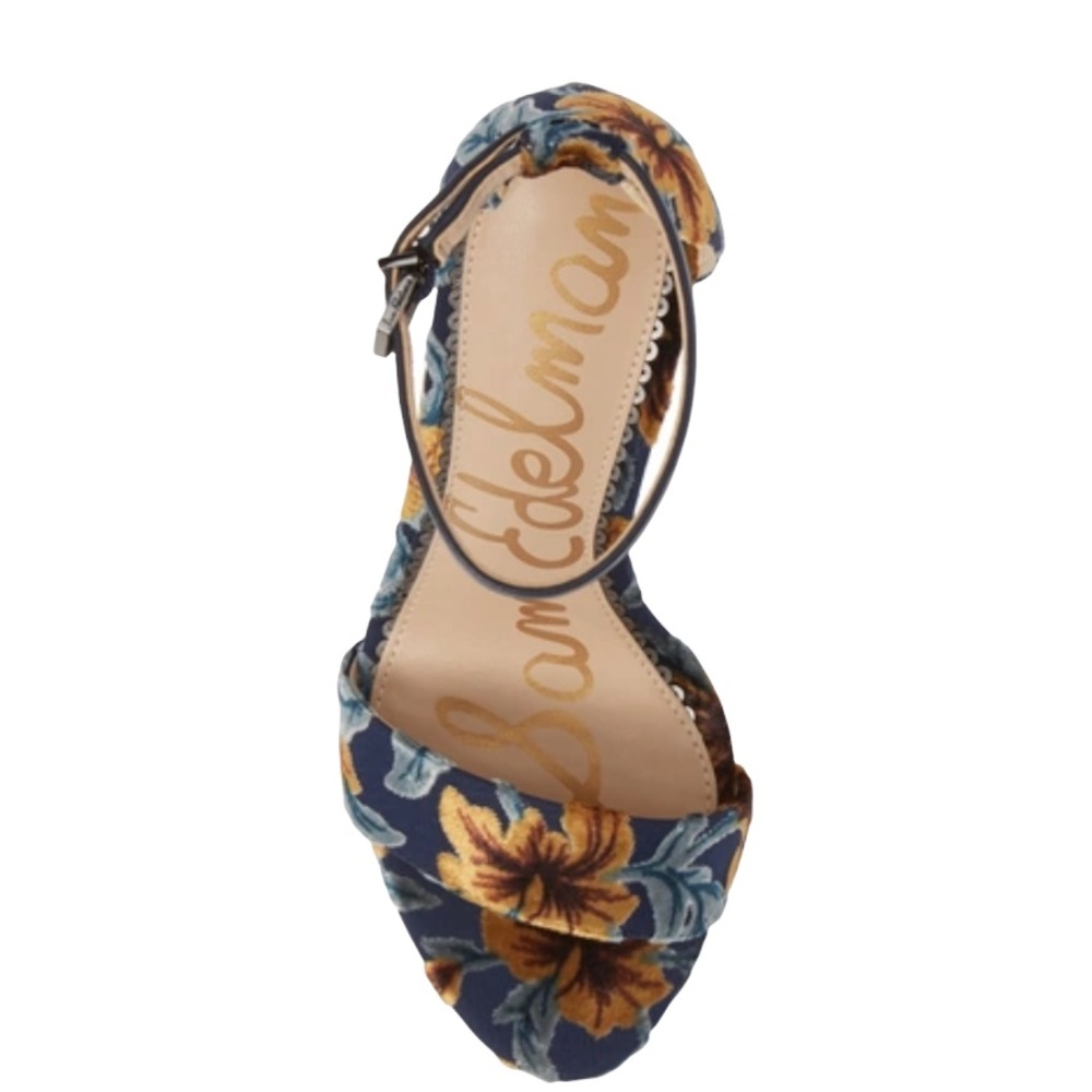 Sam Edelman Floral Block Heel Sandals - Teal and Yellow - Picture 7 of 15